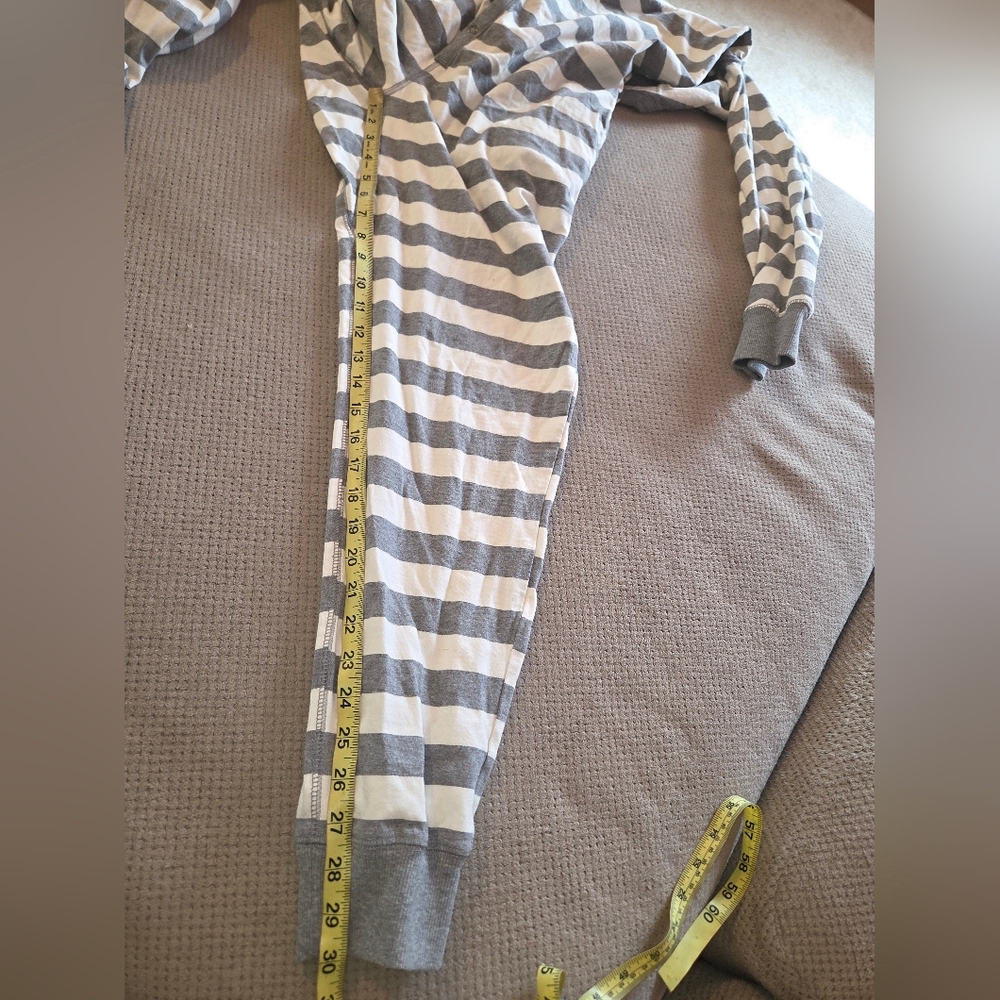 Men's Medium Striped Union Suit Gray & White - Goodfellow & Co™Snap buttons - Picture 6 of 12